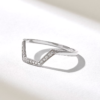 925 Sterling Silver Pave Diamond Half Hexagon Stacking Ring - Image 6