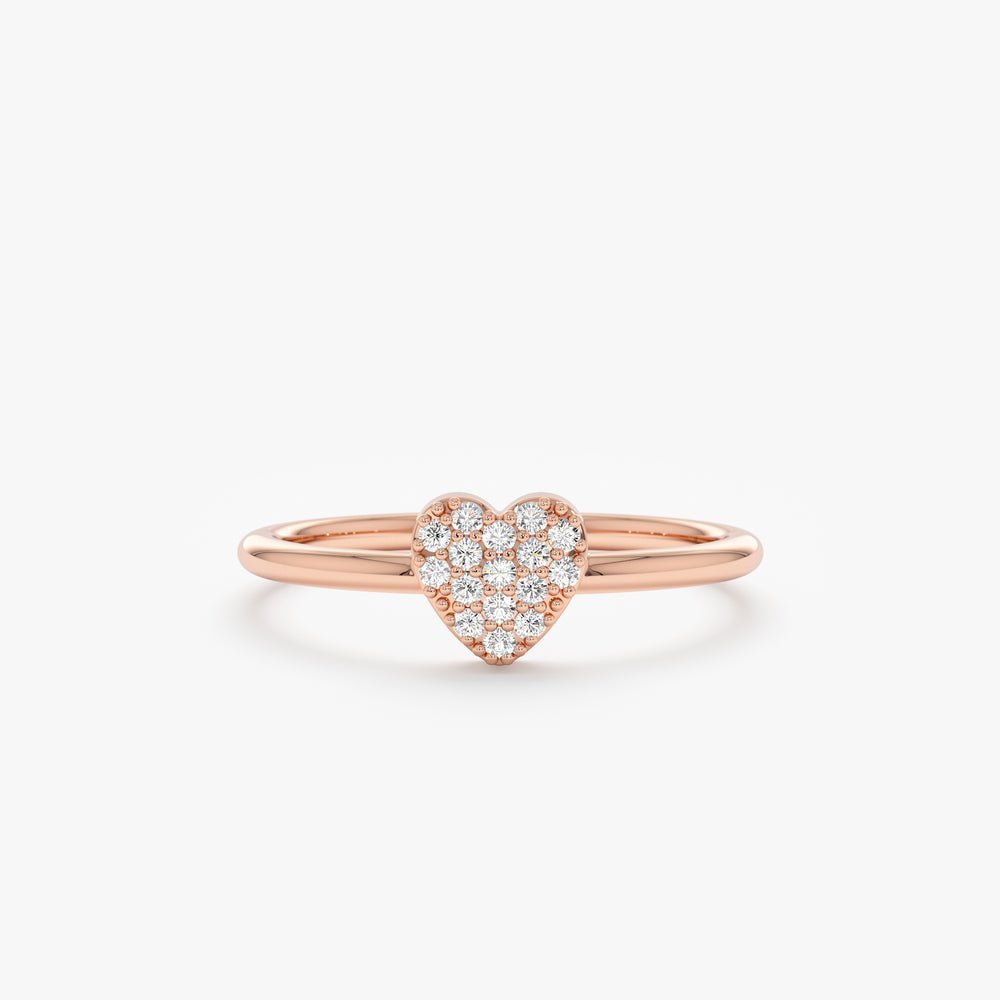 925 Sterling Silver Pave Diamond Heart Ring