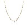 925 Sterling Silver Pave Diamond Marquise Drop Necklace