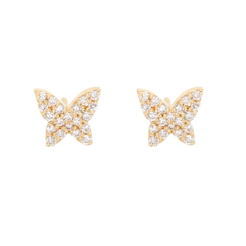 925 Sterling Silver Pave Diamond Micro Butterfly Stud Earring