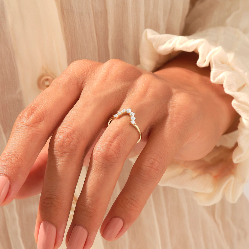925 Sterling Silver Pave Diamond Nesting Ring