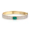 Oval bracelet with emerald centre stone and pave setting
