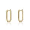 925 Sterling Silver rectangle hoop earrings with pave-set CZ stones