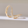 925 Sterling Silver Pave Diamond Wavy Statement Ring - Image 2
