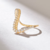 925 Sterling Silver Pave Diamond Wavy Statement Ring - Image 3