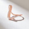 925 Sterling Silver Pave Diamond Wavy Statement Ring - Image 4