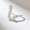 925 Sterling Silver Pave Diamond Wavy Statement Ring - Image 5