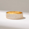 925 Sterling Silver wedding band with pave diamond detailing