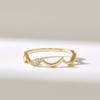 Pave diamond zigzag ring with a slim sterling silver band