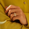 Sterling silver band with thick gold plating and sparkling stones