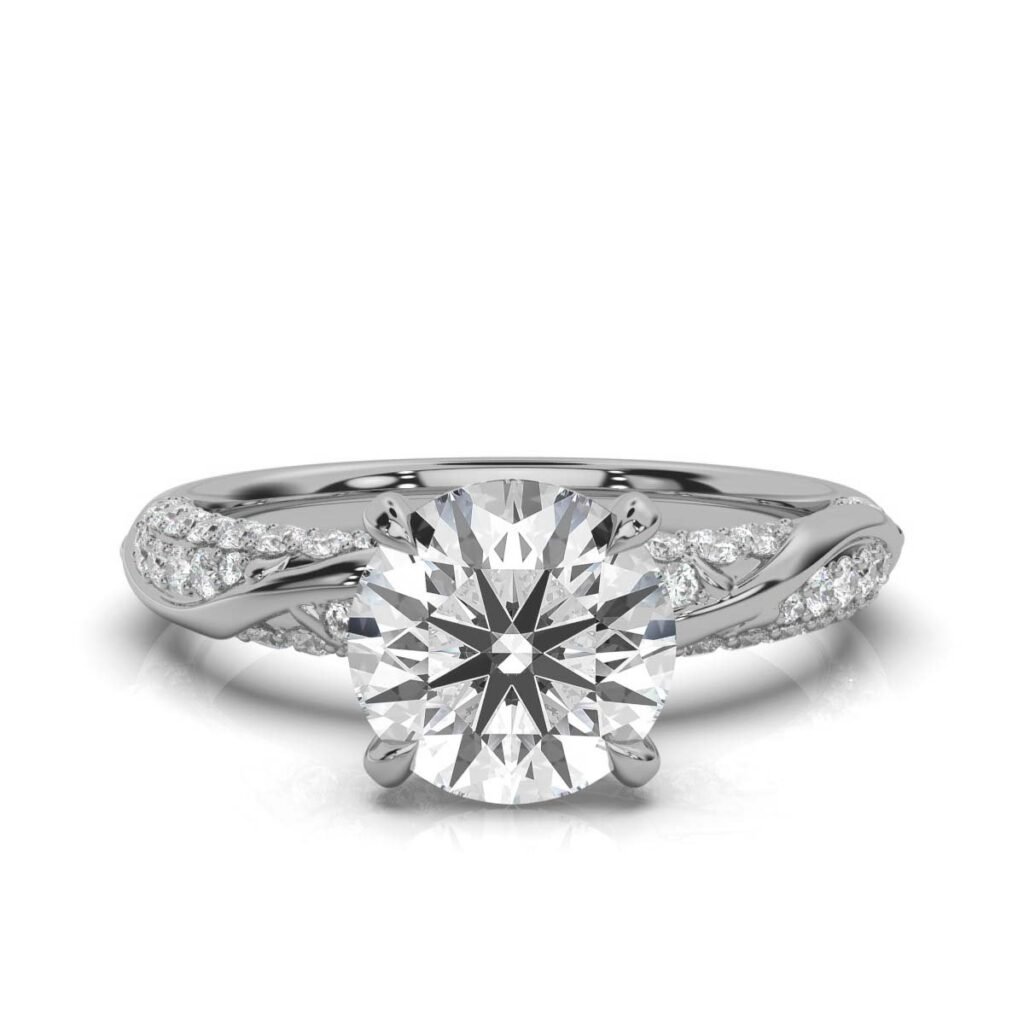 925 Sterling Silver Pave Set Diamond Ring