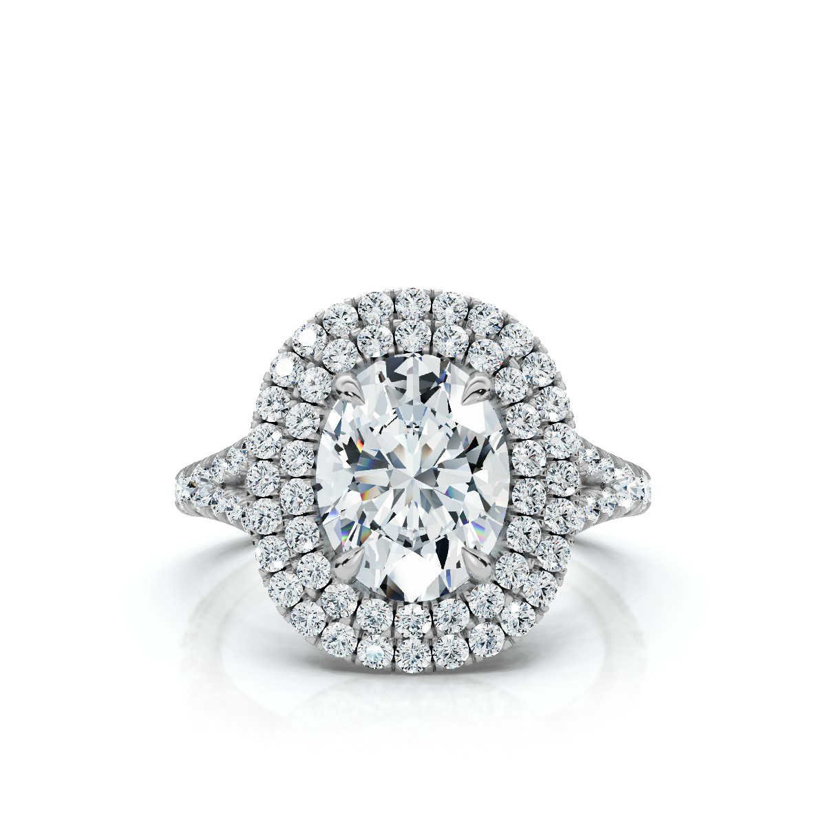 Halo set diamond engagement ring in hallmarked 925 sterling silver