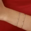 925 Sterling Silver Pave Stackable Diamond Bar Bracelet - Image 6