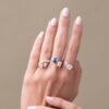 Pear and cushion cut CZ stones in gold-plated ring