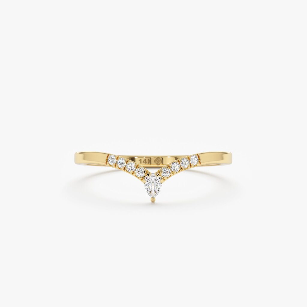 925 Sterling Silver Pear and Round Diamond Nesting Ring
