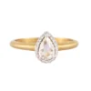 Pear cut diamond ring in 925 sterling silver with gold plating