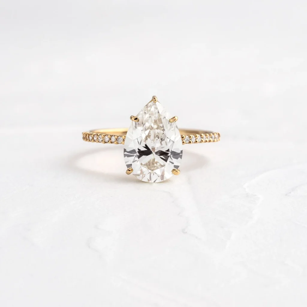 925 Sterling Silver Pear Cut Diamond Ring