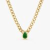 925 Sterling Silver Pear Cut Emerald Chain