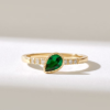 925 Sterling Silver Pear Cut Emerald Engagement Ring - Image 2
