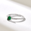 925 Sterling Silver Pear Cut Emerald Engagement Ring - Image 4