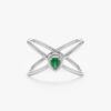 925 Sterling Silver Pear Cut Emerald X Ring - Image 2