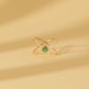 925 Sterling Silver Pear Cut Emerald X Ring - Image 3