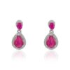 925 Sterling Silver Pear Cut Ruby Diamond Dainty Dangling Earrings