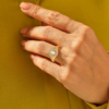 925 Sterling Silver Pear Diamond Oval Signet Ring - Image 7