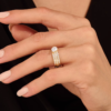 925 Sterling Silver Pear Diamond Ring: Double Band Half Eternity Rings