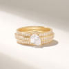 925 Sterling Silver Pear Diamond Ring: Double Band Half Eternity Rings - Image 2