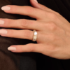 925 Sterling Silver Pear Diamond Ring: Double Band Half Eternity Rings - Image 3