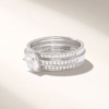 925 Sterling Silver Pear Diamond Ring: Double Band Half Eternity Rings - Image 5