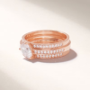 925 Sterling Silver Pear Diamond Ring: Double Band Half Eternity Rings - Image 6