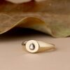 925 Sterling Silver Pear Diamond Signet Ring - Image 6