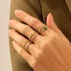 925 Sterling Silver Pear Emerald Anniversary Ring - Image 3