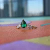 925 Sterling Silver Pear Emerald Anniversary Ring - Image 7
