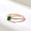 925 Sterling Silver Pear Emerald Engagement Ring - Image 4