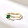 925 Sterling Silver Pear Emerald Engagement Ring - Image 5