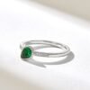 925 Sterling Silver Pear Emerald Engagement Ring - Image 6