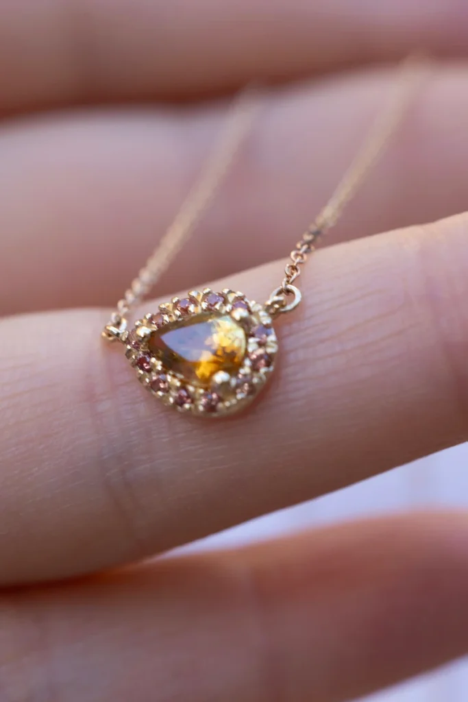 925 Sterling Silver Pear Montana Sapphire Necklace