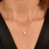 Pear round diamond necklace in 925 sterling silver with thick gold plating