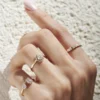 Distinctive pear shape ring with bright illusion-set diamond appearance