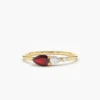 925 Sterling Silver ring with pear-shaped ruby and diamond accents