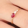Delicate ring with slim 1.30 mm band and gemstone accents