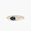 Pear shape sapphire and diamond ring in 925 sterling silver