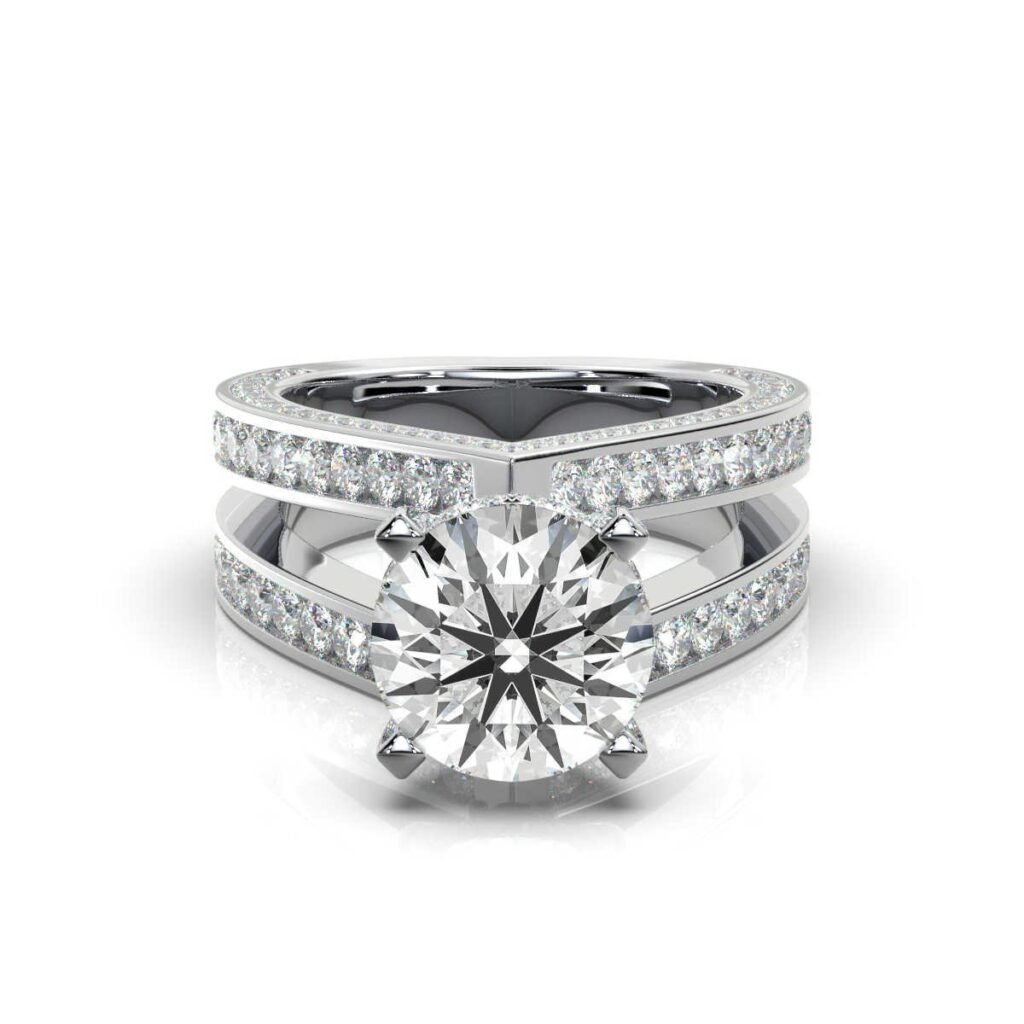 925 Sterling Silver Pear Shape Shank Diamond Ring