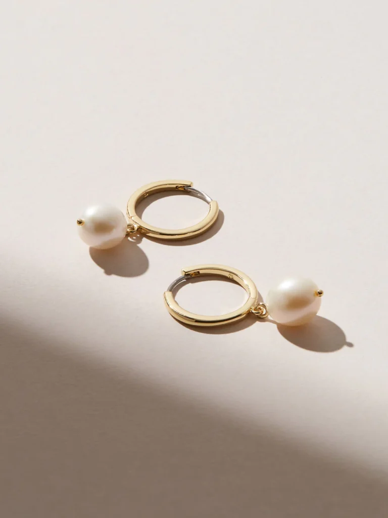 925 Sterling Silver Pearl Hoop Earrings