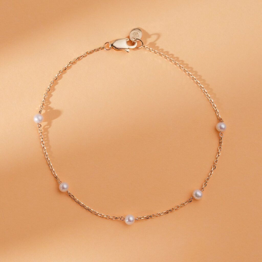 925 Sterling Silver Pearl Station Bracelet