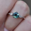Distinctive pentagon design gives this sterling silver ring a modern look