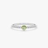925 Sterling Silver Peridot and Diamond Engagement Ring